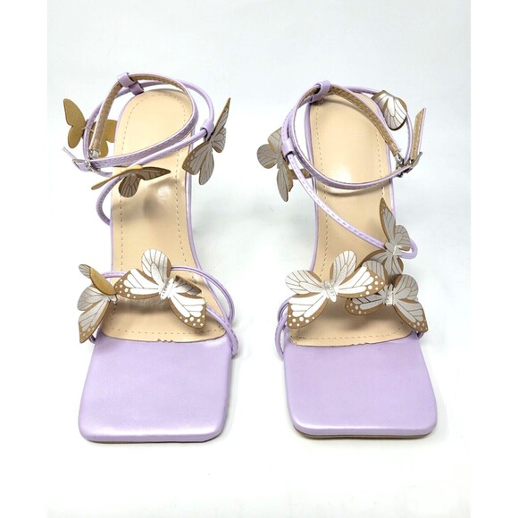 Enchanting Butterfly Stilettos with Clear Heels, Lavender, Size US 9 (EU 40) - Picture 6 of 10